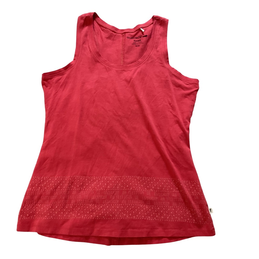 Toad&Co Womens Red Eco Racerback Tank Top Geometric Hem Small